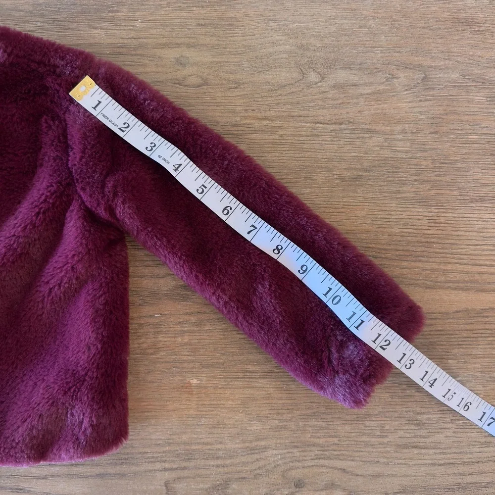 BCBG Little‎ Girls' Faux Fur Dressy Cropped Jacket With Bow-Maroon Red-Size 2T